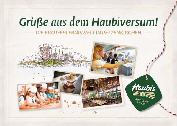 Haubis Postkarten vom Haubiversum kostenlos versenden.